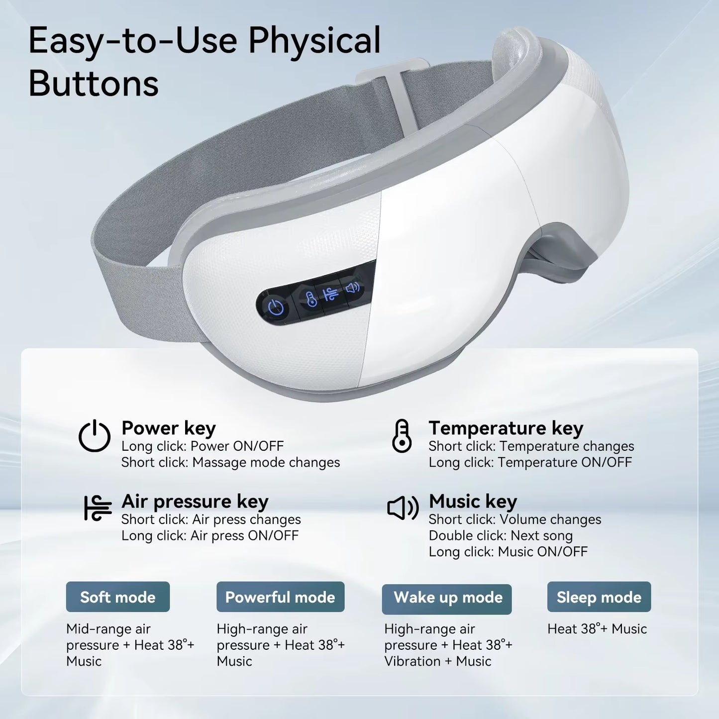 Wireless Vibrating Heated Air Pressure Eye Massager with Music Integration